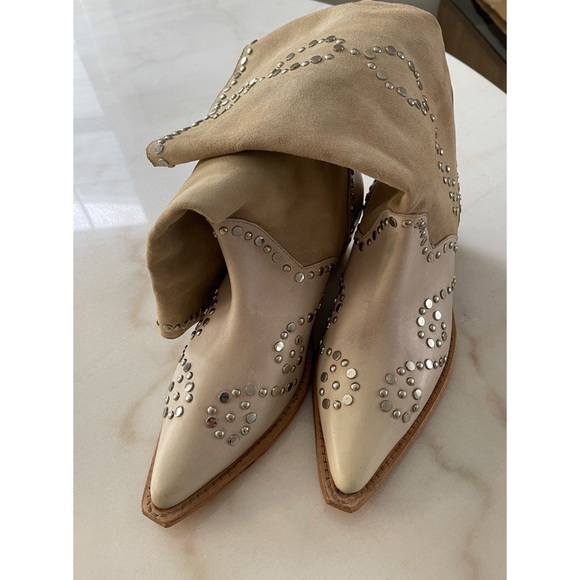 Free People Joelton Studded Size 38.5 Bone Stone Tall
Leather Suede West… - Picture 3 of 8